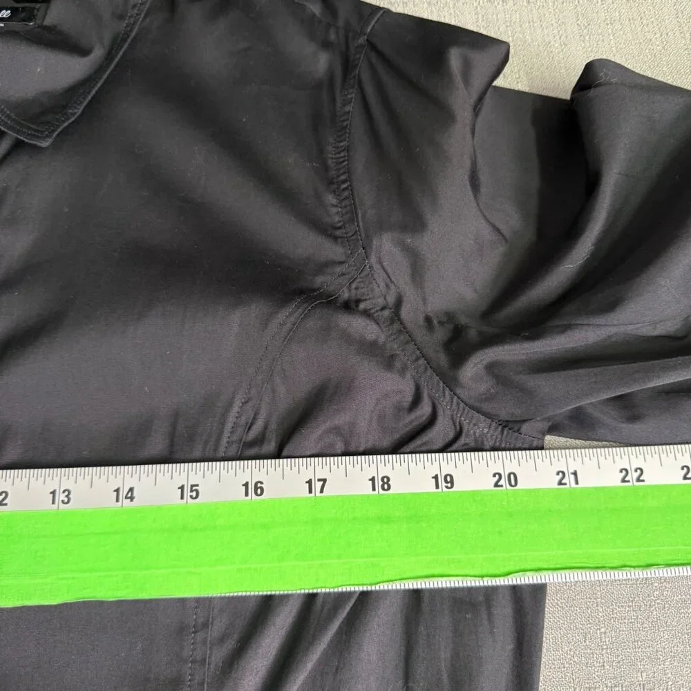 Madewell Dress 14 Black Seamed Long Sleeve Mini Poplin Shirtdress Pockets NV025 - Picture 11 of 13